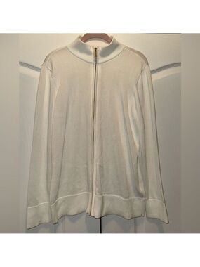 ANNE KLEIN White Zip-Up Sweater